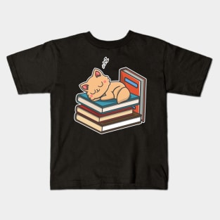 Cat design gifts for women Cats and Books product Kids T-Shirt